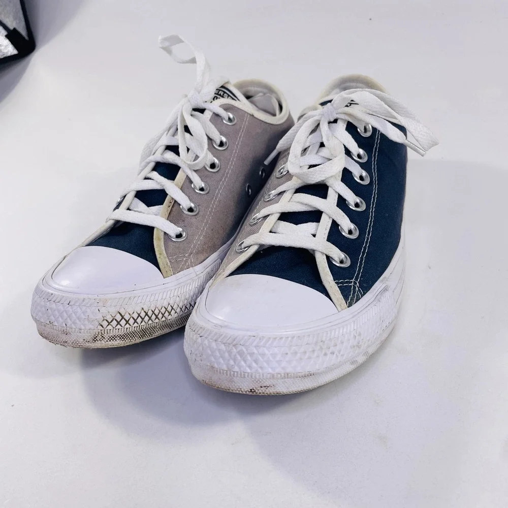 Converse Chuck Taylor All Star Low Top Navy Grey Split Canvas Sneakers 152621C - Picture 3 of 8